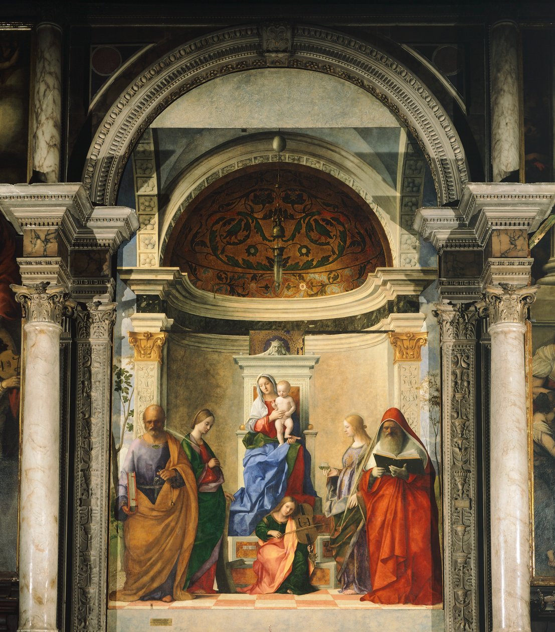 Madona mezi čtyřmi svatými (freska) od Giovanni Bellini