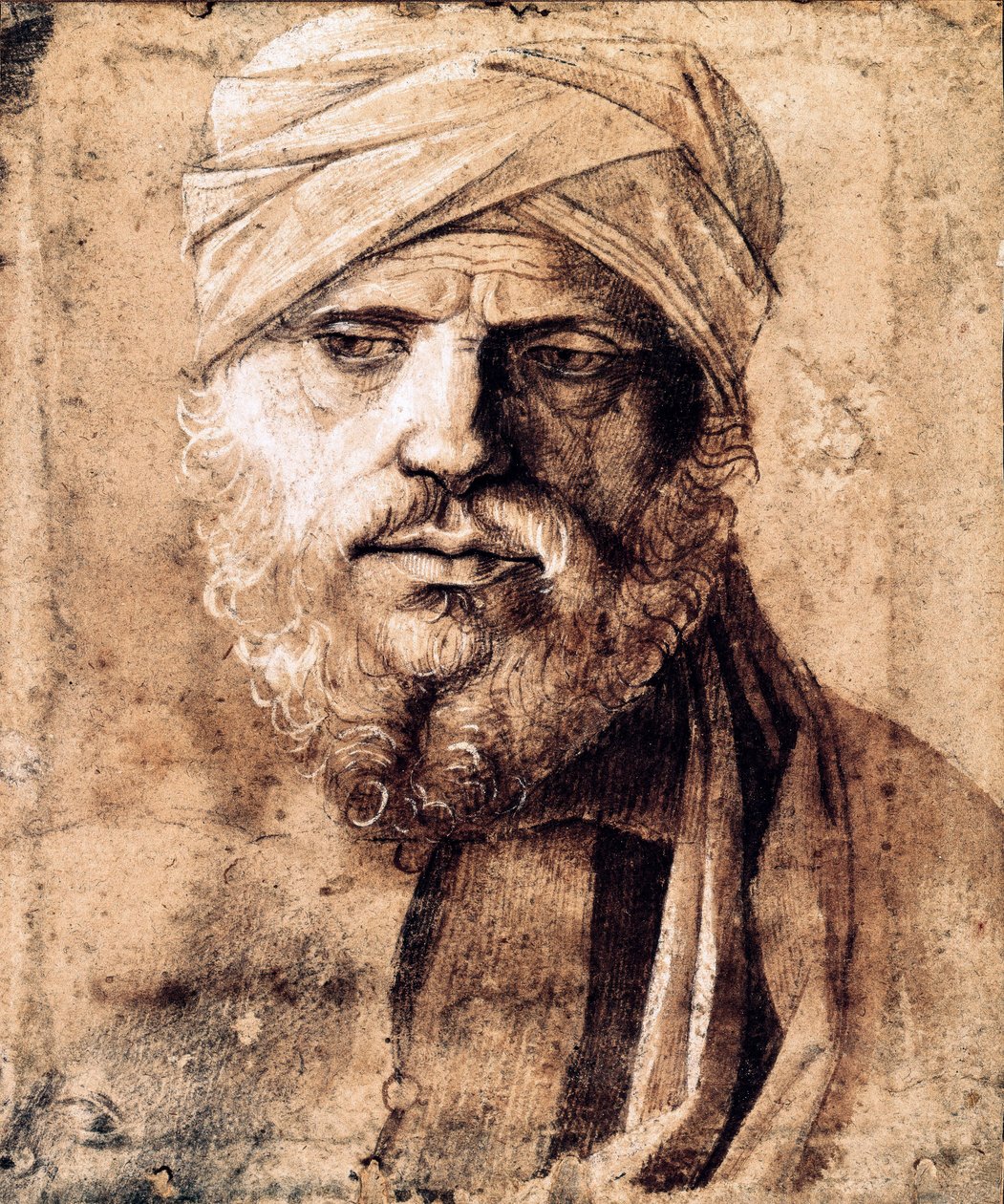 Portrét muže s turbanem (kresba) od Giovanni Bellini