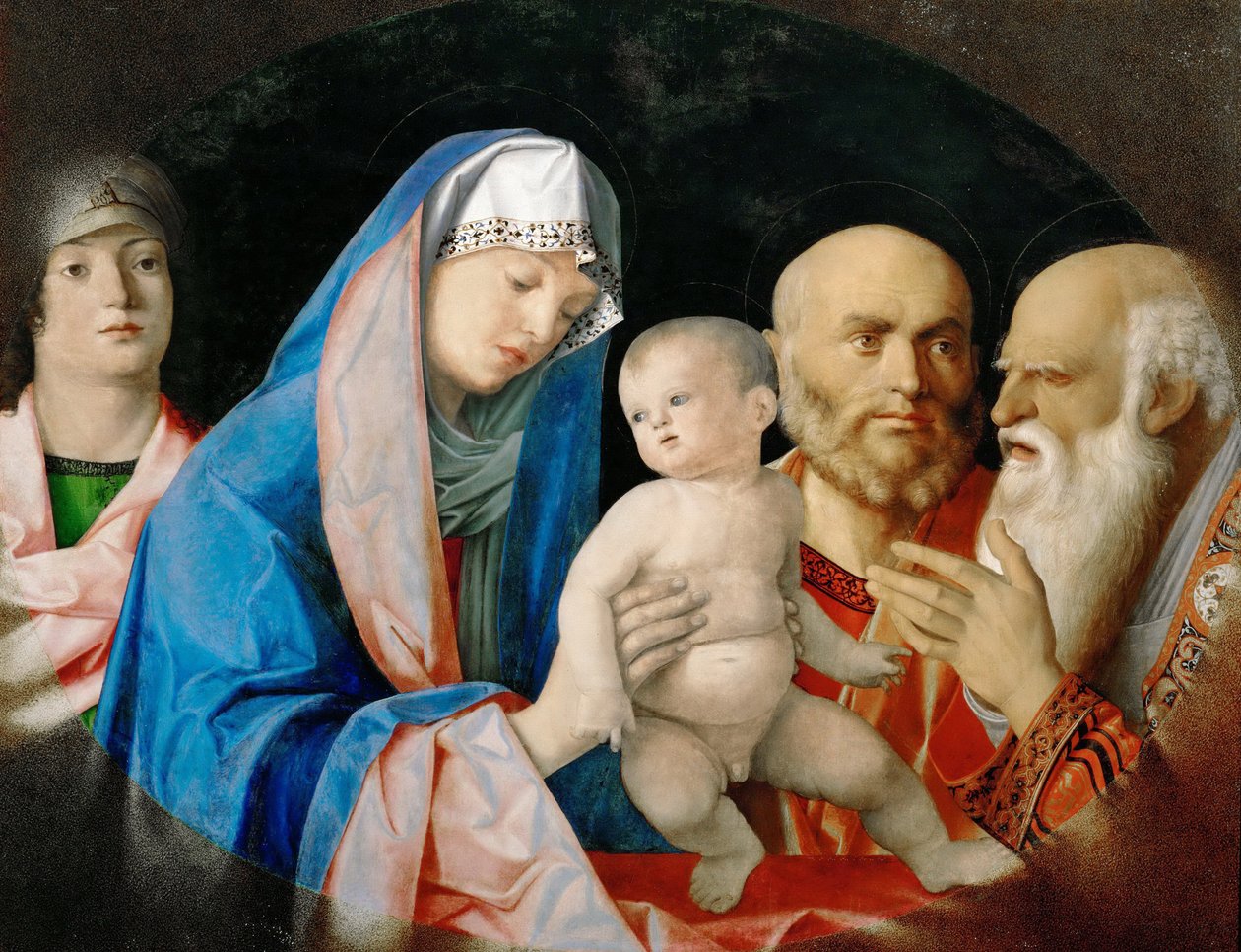 Renesance: La presentation au temple, avec Anne la prophetesse - Prezentace v chrámu par Bellini, Giovanni (1430-1516), c. 1490-1499. Olej na dřevě, 63,5x81,5. Uměleckohistorické muzeum, Vienne od Giovanni Bellini