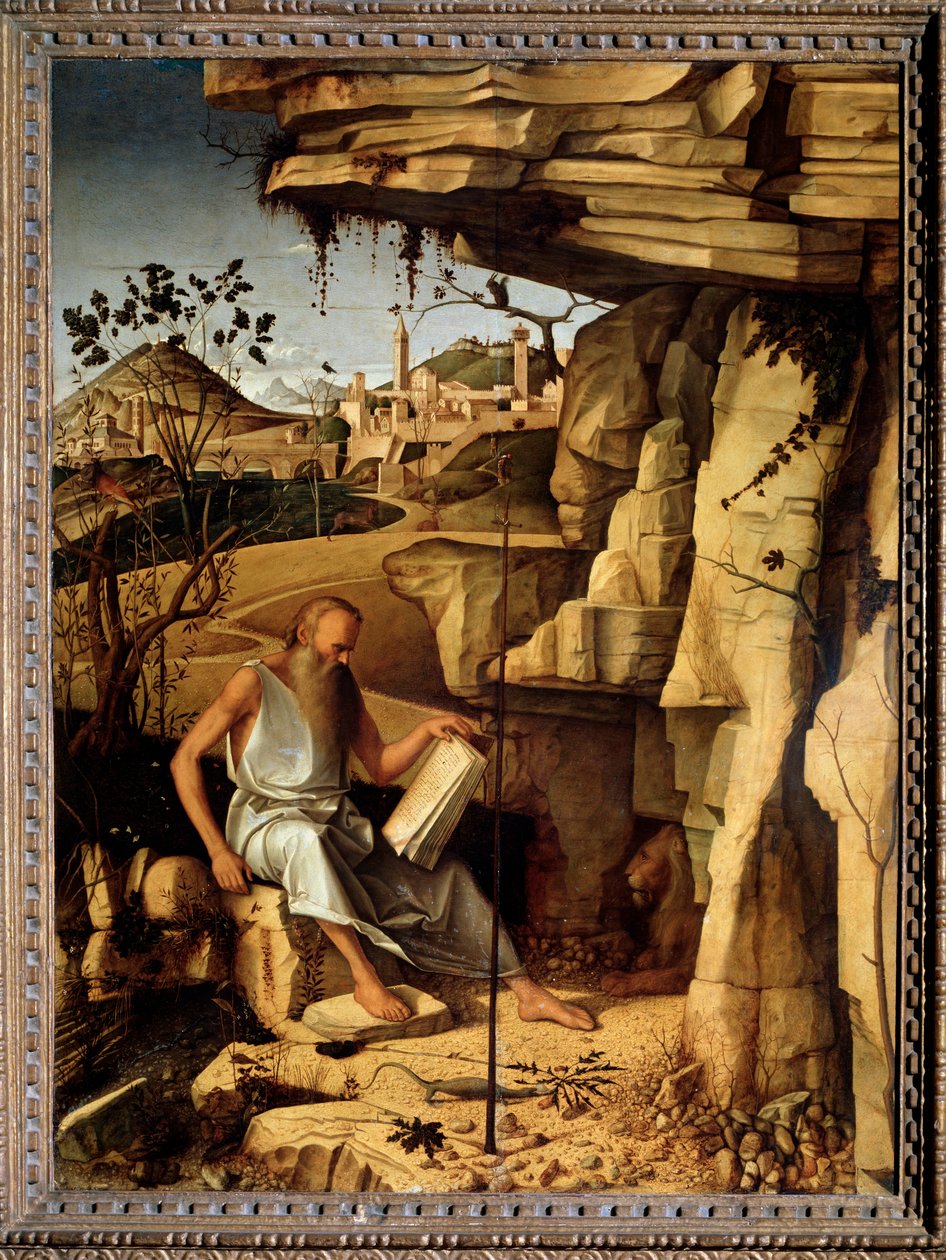 Svatý Jeroným v poušti Obraz od Giovanniho Belliniho dit il Giambellino (asi 1430-1516) 1479 Rozměr 145x114 cm Palazzo Pitti Florence od Giovanni Bellini