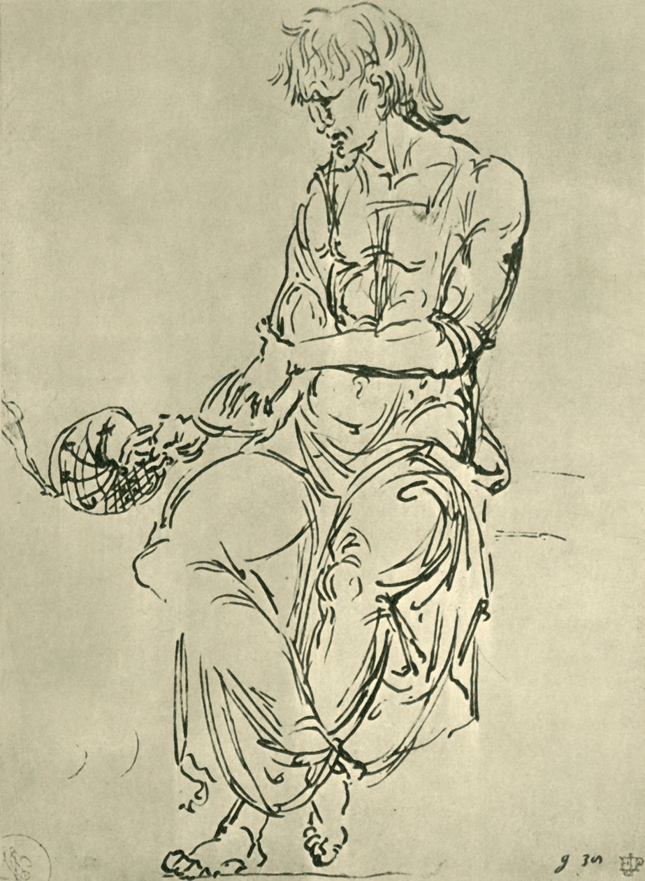 Sedící muž s astronomickým přístrojem, konec 15. století, 1943. od Giovanni Bellini