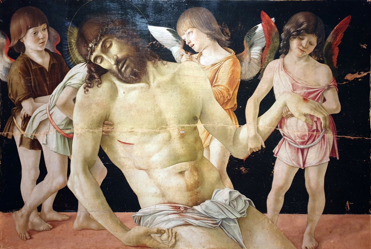 Mrtvý Kristus podporovaný čtyřmi anděly od Giovanni Bellini