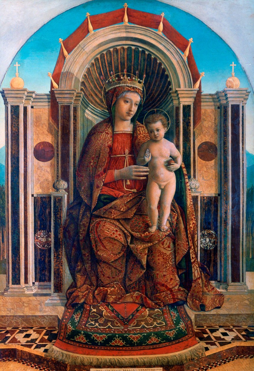 Panna a dítě na trůnu, c1475-1485 od Giovanni Bellini