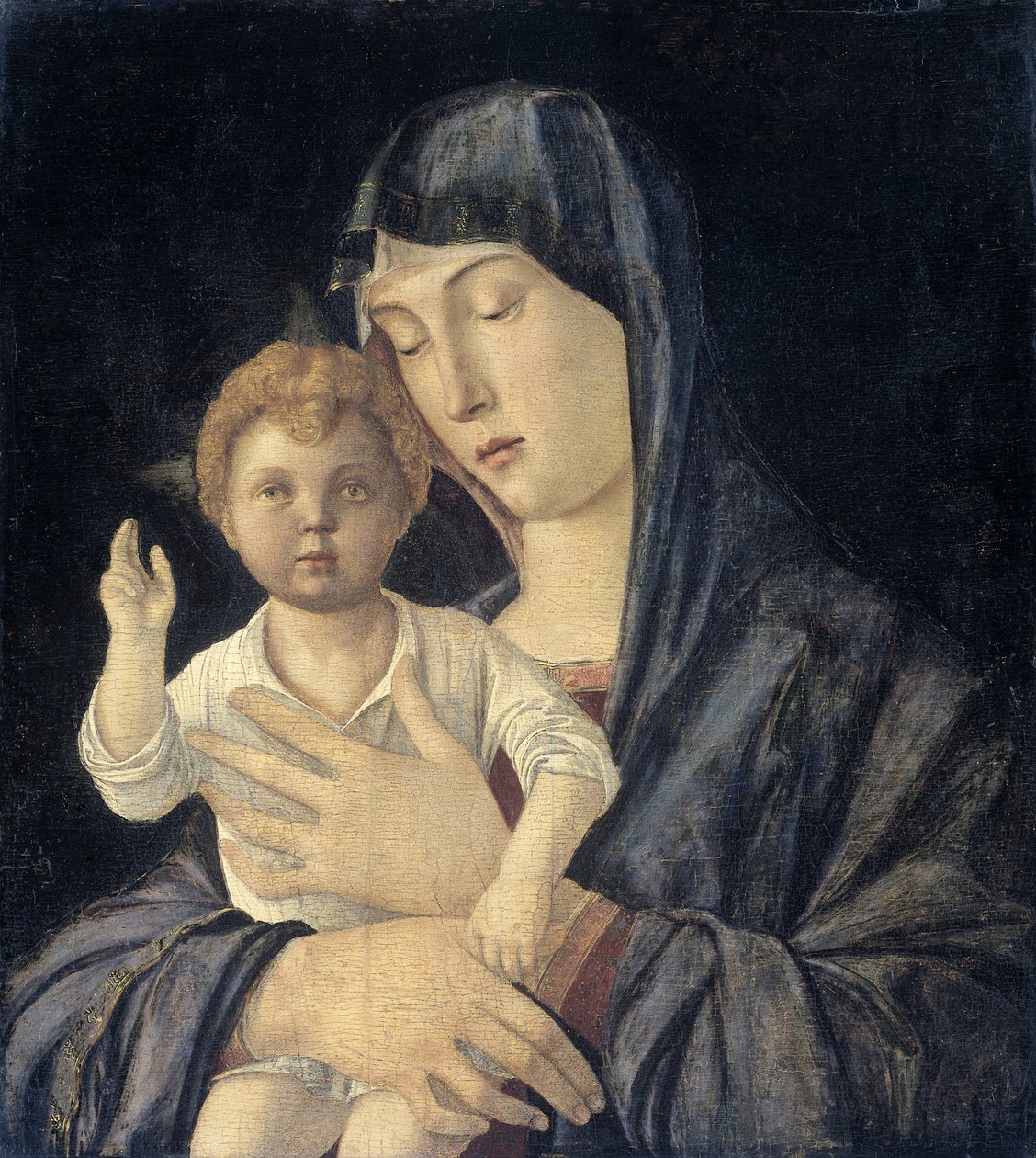 Panna se stojícím žehnajícím dítětem, 1470-1480 od Giovanni Bellini