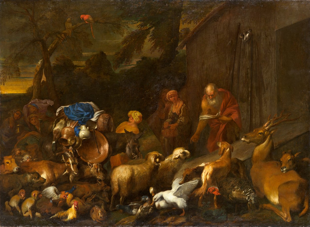 Noe a zvířata vstupující do archy, cca 1630-1632 (olej na plátně) od Giovanni Benedetto Castiglione
