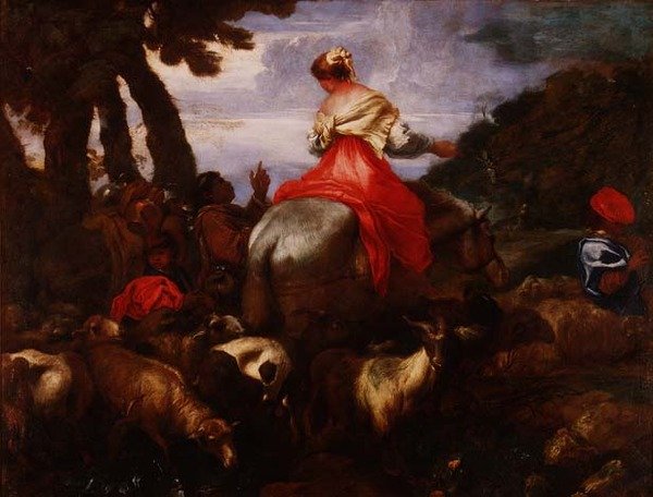 Rebecca vedená služebníkem Abrahamovým, kolem roku 1650 od Giovanni Benedetto Castiglione