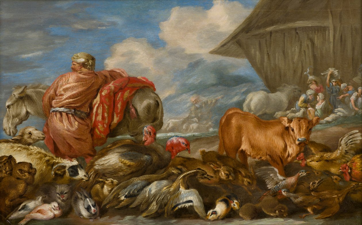 Zvířata vstupující do Noemovy archy, kolem 1639-64 (olej na panelu) od Giovanni Benedetto Castiglione