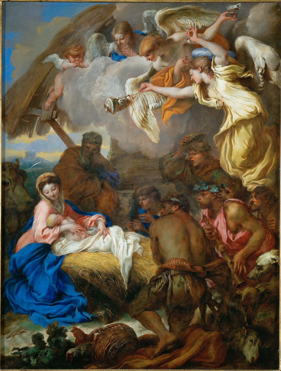 Klanění pastýřů (malba na plátně) od Giovanni Benedetto (1609-64) Castiglione
