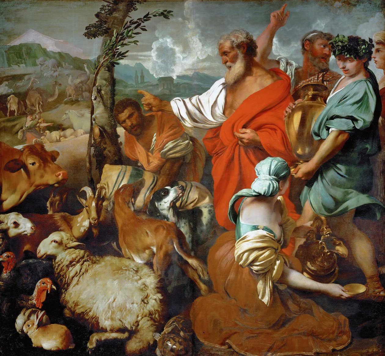 Noemova archa - baroko : The Animals Board Noemova archa od Castiglione, Giovanni Benedetto (1610-1665), druhá polovina 17. stol.. Olej na plátně, 200x217,5. Uměleckohistorické muzeum, Vídeň od Giovanni Benedetto Castiglione
