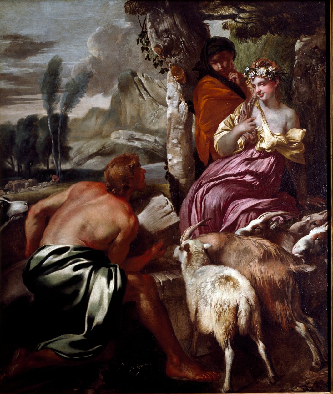 Jacob se setkává s Rachel u studny Obraz Giovanni Benedetto Castiglione dit il Grechetto (1610-1665) Genes 17. století, soukromá sbírka od Giovanni Benedetto Castiglione