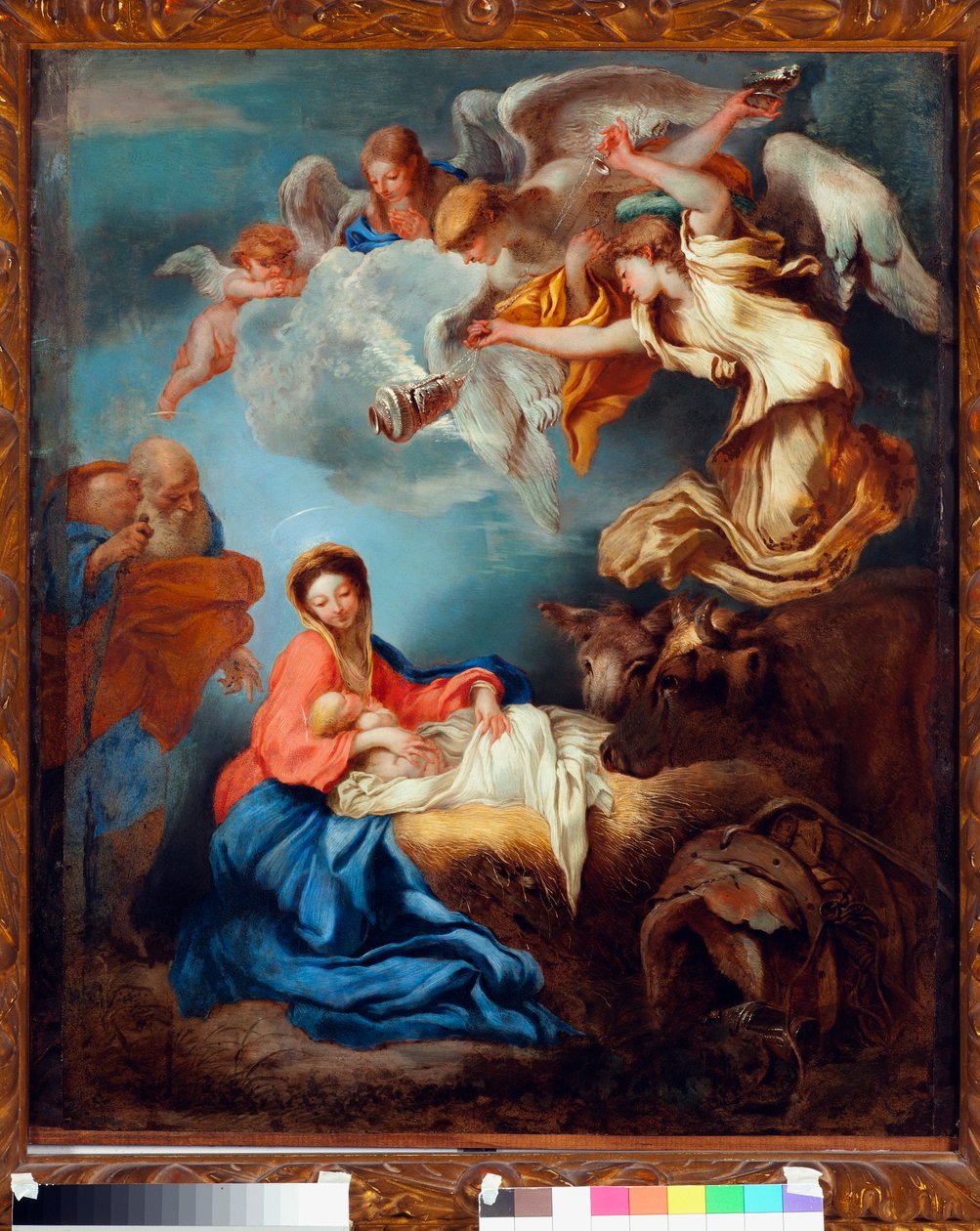 Nativite (Narození) obraz od Grechetta (Giovanni Benedetto Castiglione) (1610-1665) od Giovanni Benedetto Castiglione