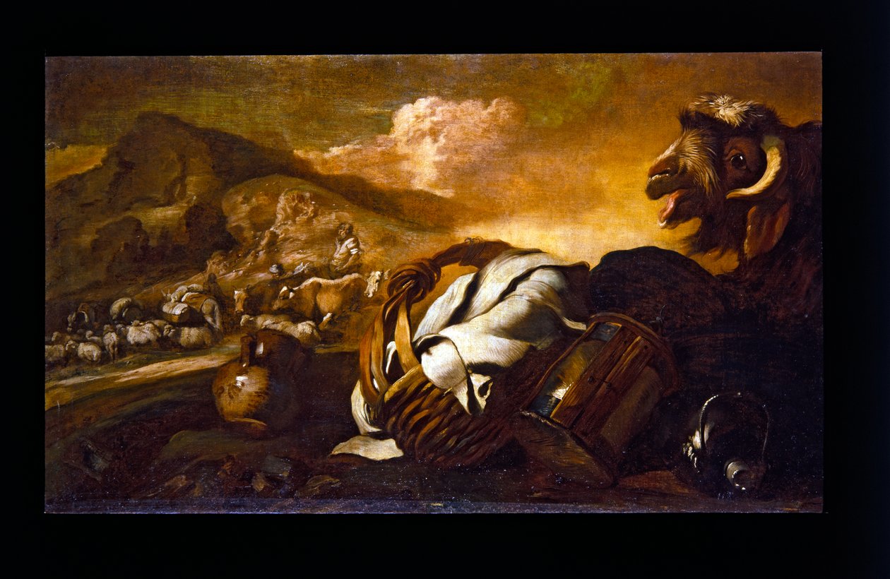 Zátiší s kozou od Giovanni Benedetto (1609 64) Castiglione