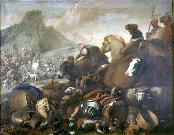 Setkání Abrahama a Melchisedeka (olej na plátně) od Giovanni Benedetto Castiglione