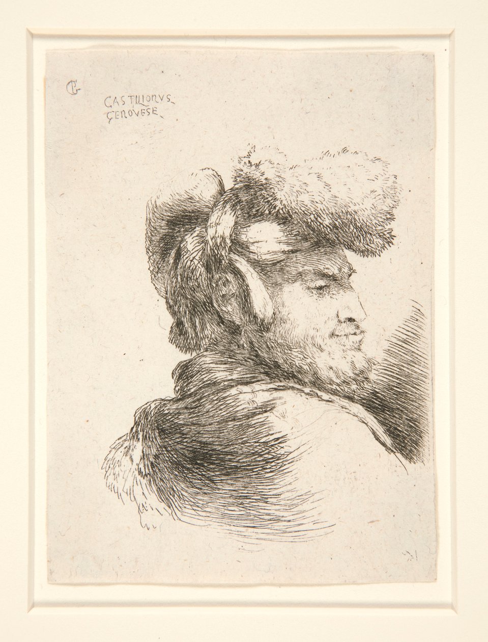 Muž z profilu, otočený doprava, ze série Les petites tetes d od Giovanni Benedetto Castiglione