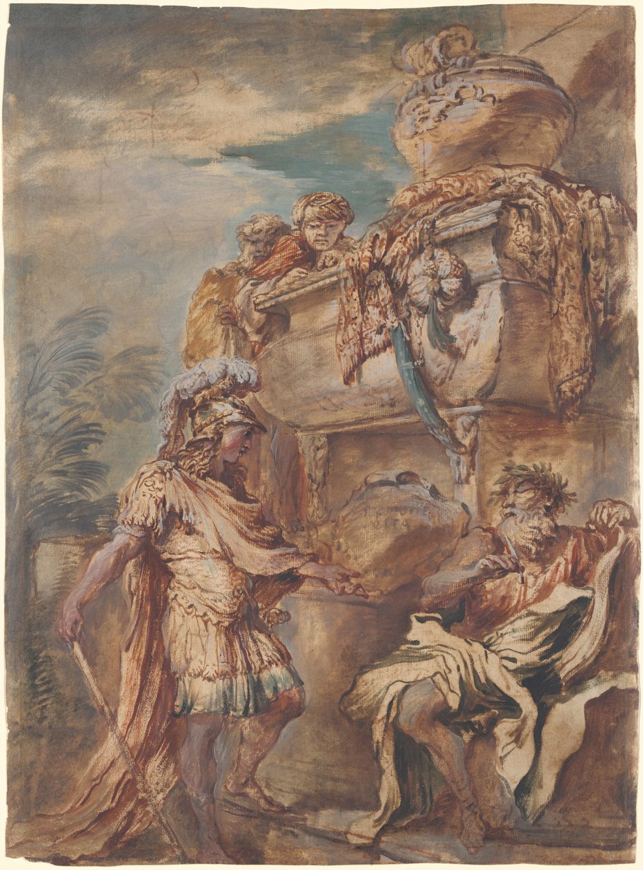 Alexandra u Kýrovy hrobky od Giovanni Benedetto Castiglione