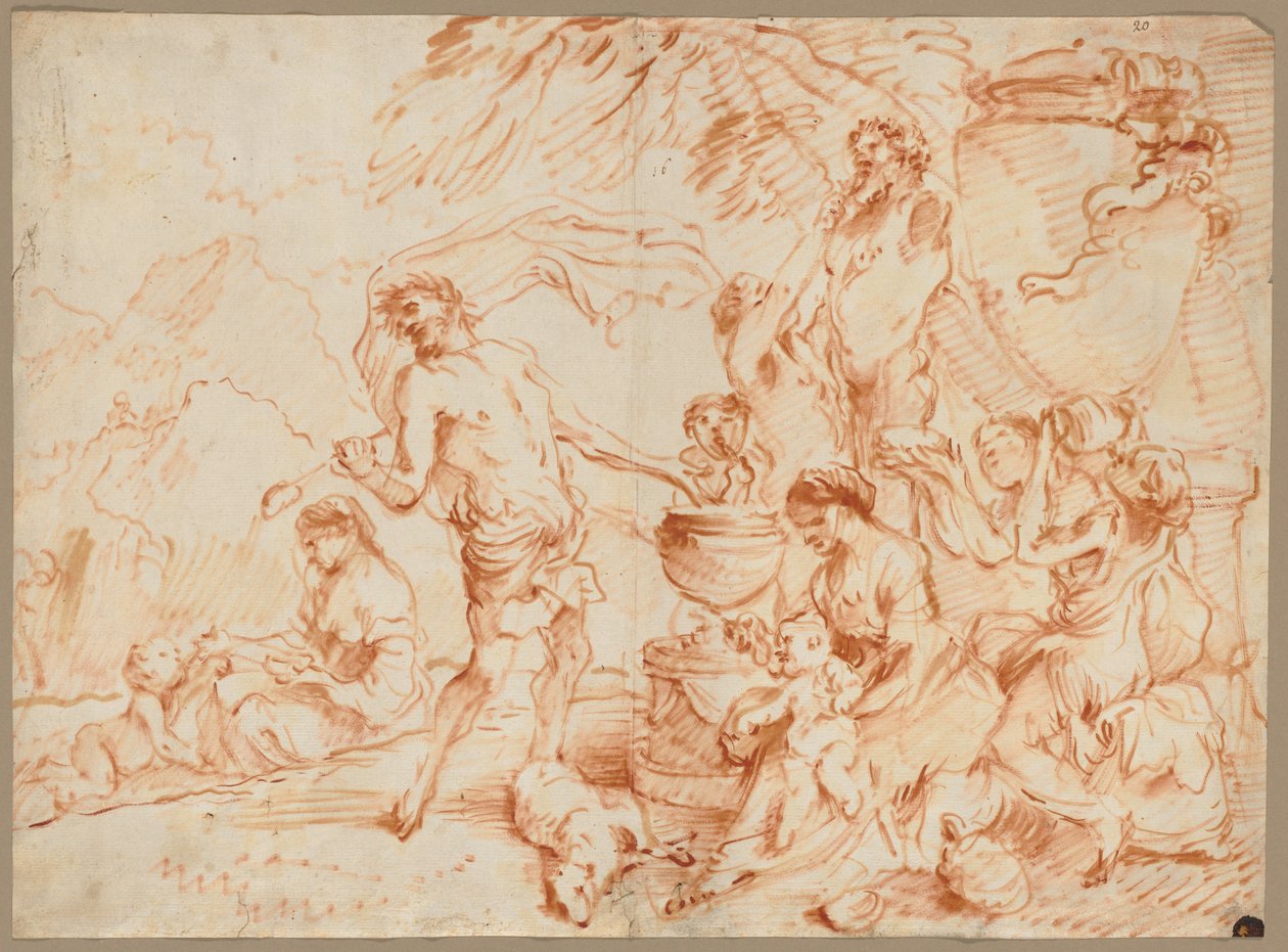 Bacchanal Before a Herm, počátek 60. let 17. století. od Giovanni Benedetto Castiglione