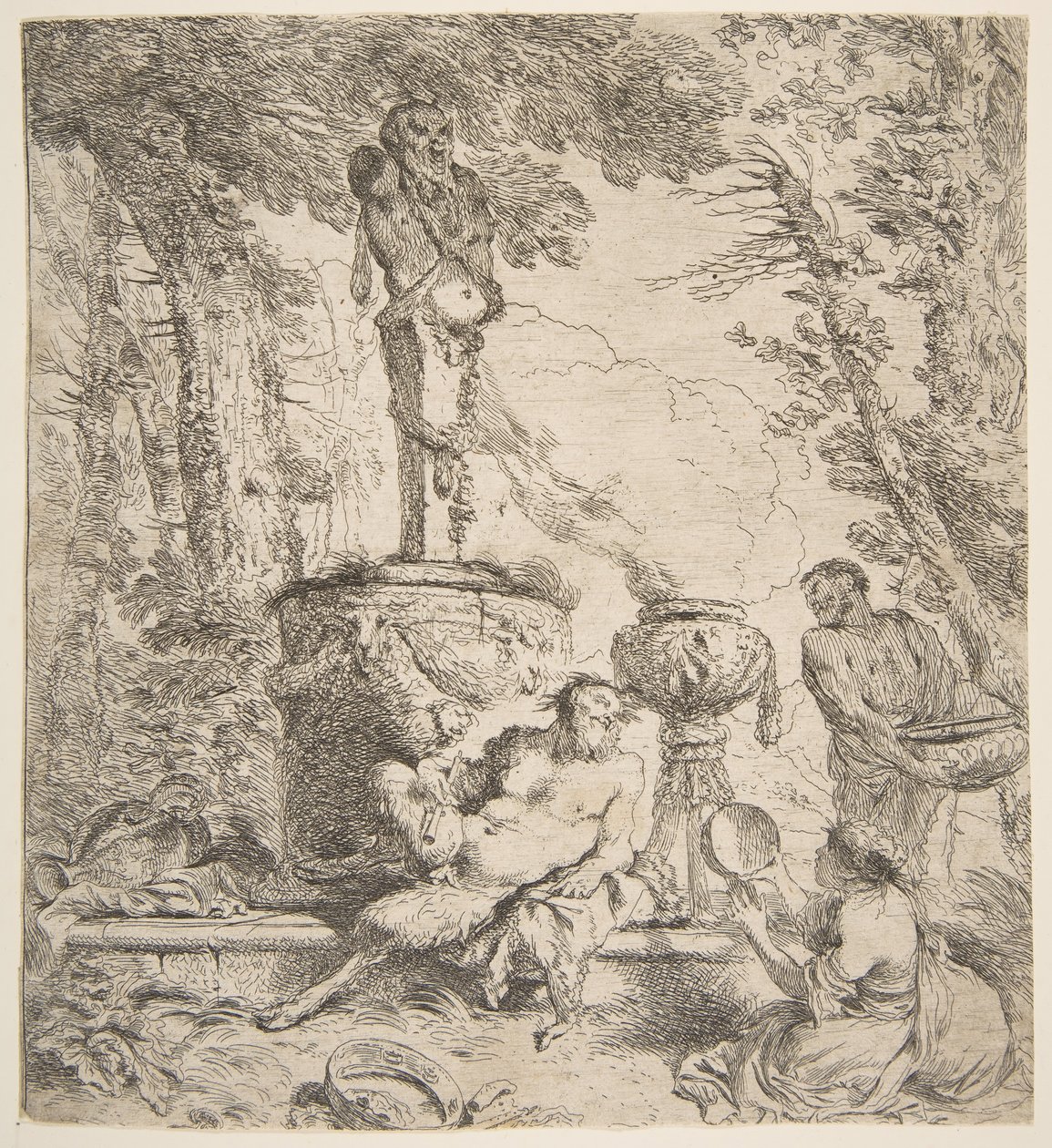 Bakchanal před oltářem pro bohy, ca. 1645. od Giovanni Benedetto Castiglione