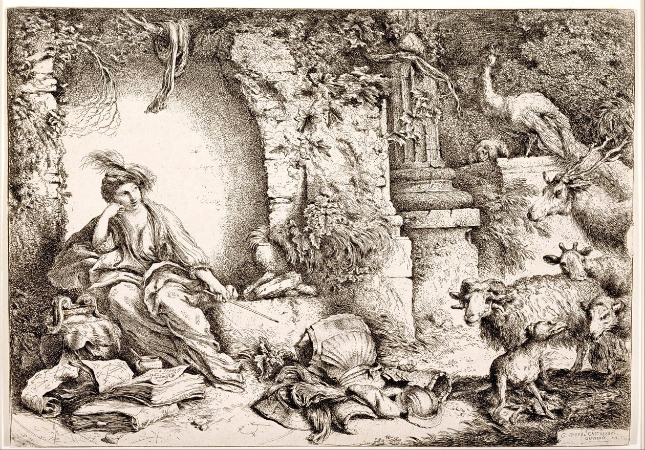 Circe měnící Odysseovy muže ve zvířata od Giovanni Benedetto Castiglione
