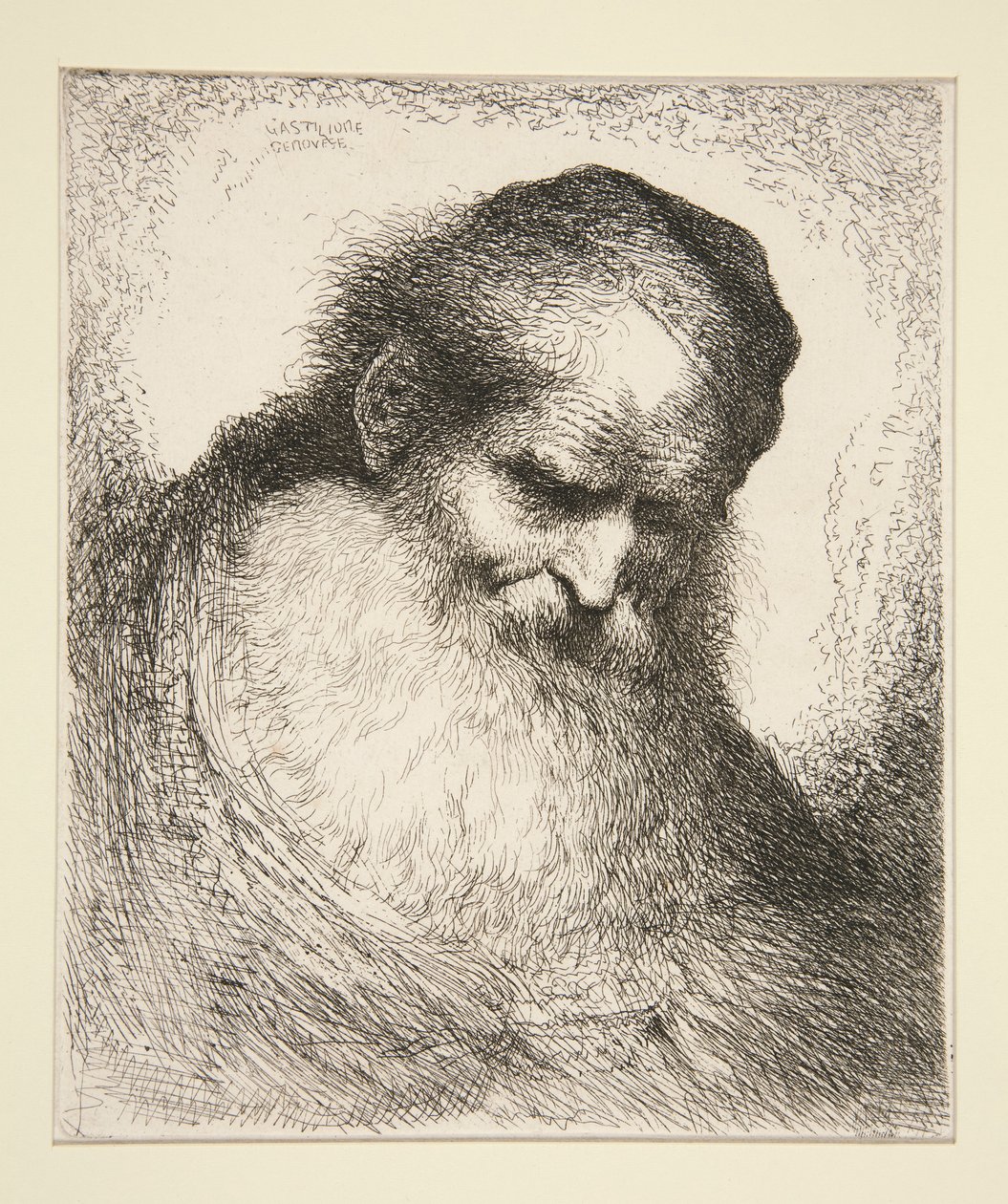 Starý muž s plnovousem čelem (ze série velkých orientálních hlav) od Giovanni Benedetto Castiglione