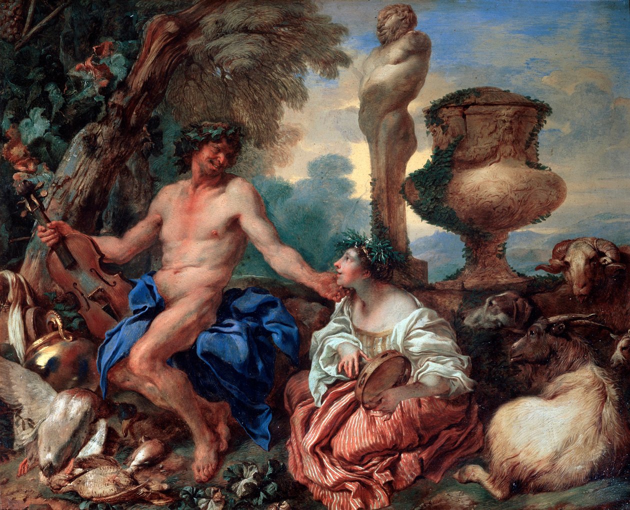 Pastorační scéna. Faun a pastýřka, 50. léta 17. století. od Giovanni Benedetto Castiglione