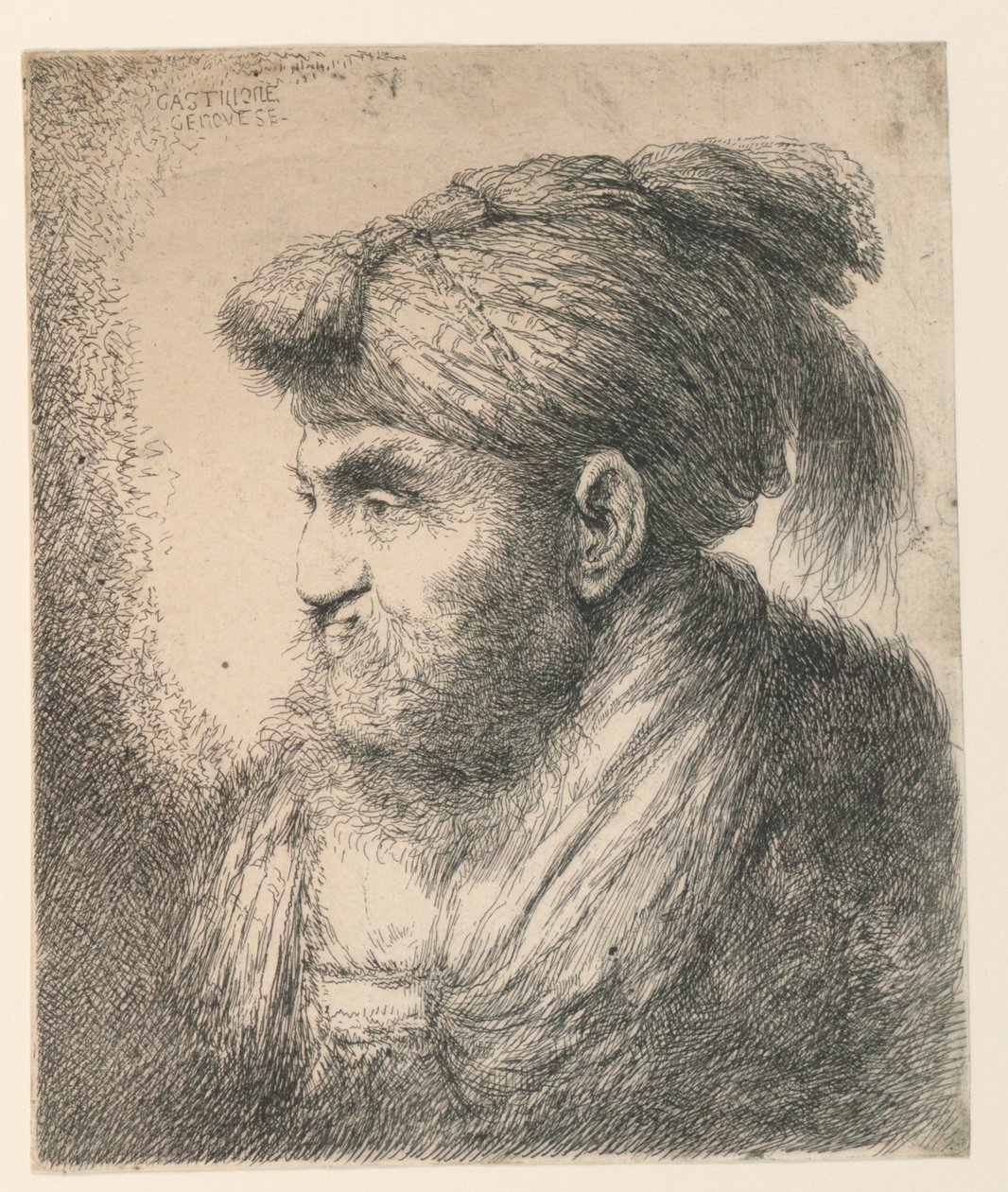 Portrét muže s turbanem od Giovanni Benedetto Castiglione