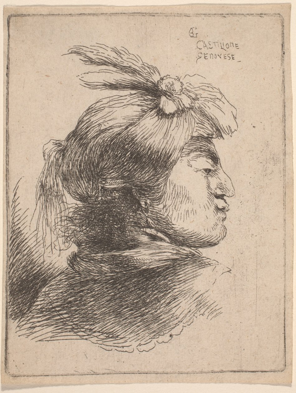 Malá orientální hlava od Giovanni Benedetto Castiglione