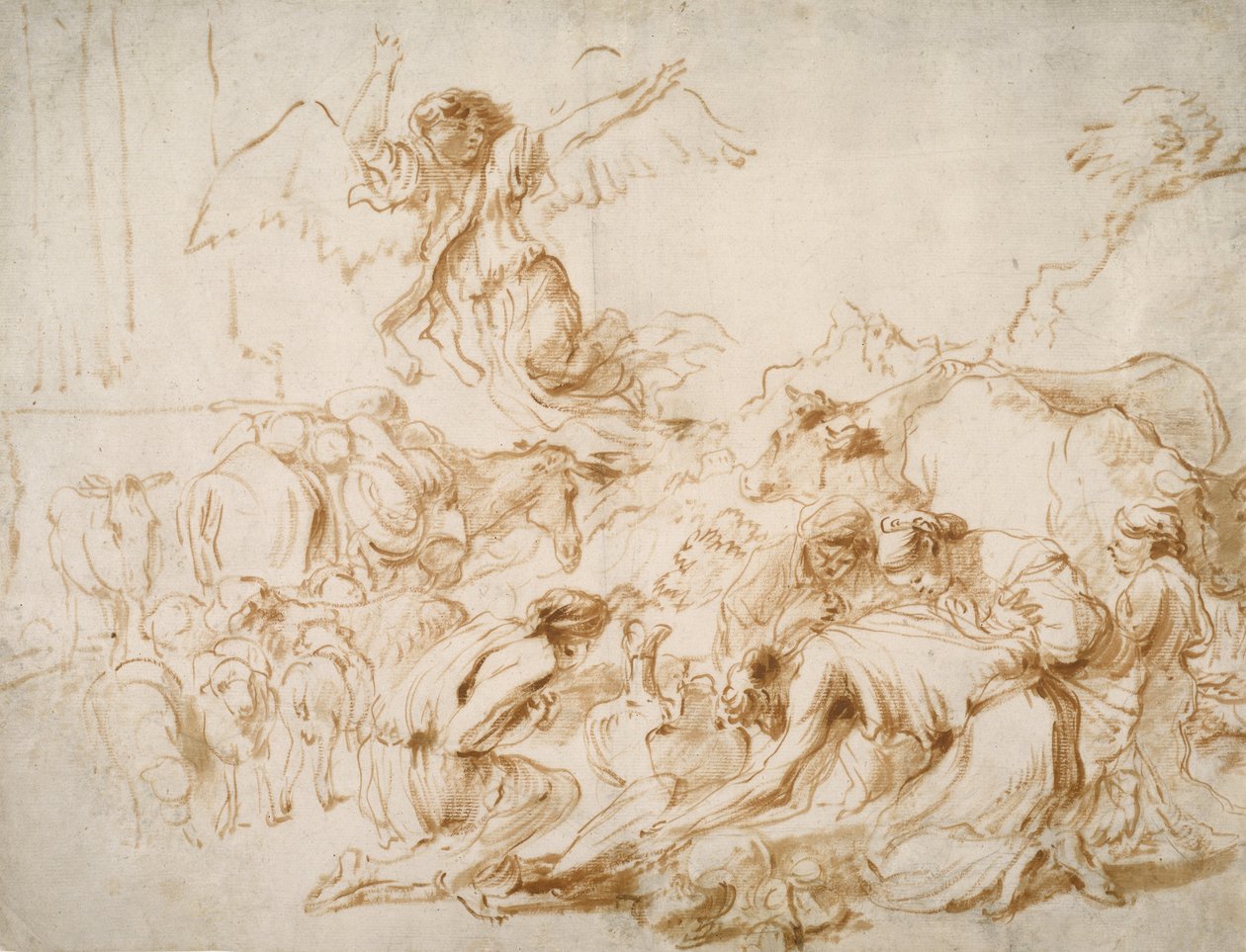 Anděl odcházející z Tobitovy rodiny, kolem roku 1655 od Giovanni Benedetto Castiglione