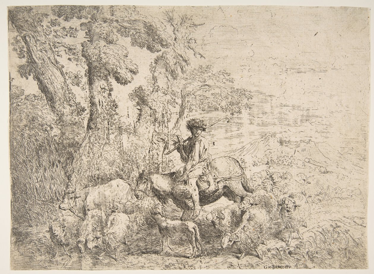 Mladý pastevec na koni, 1638. od Giovanni Benedetto Castiglione