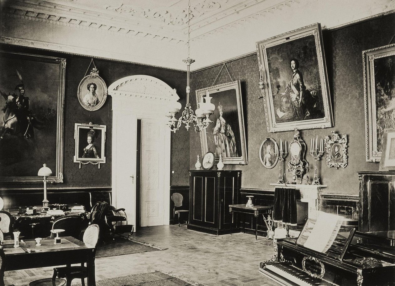Rezidence Paskevich v Gomelu. Červený obývací pokoj, 1860 od Giovanni Bianchi