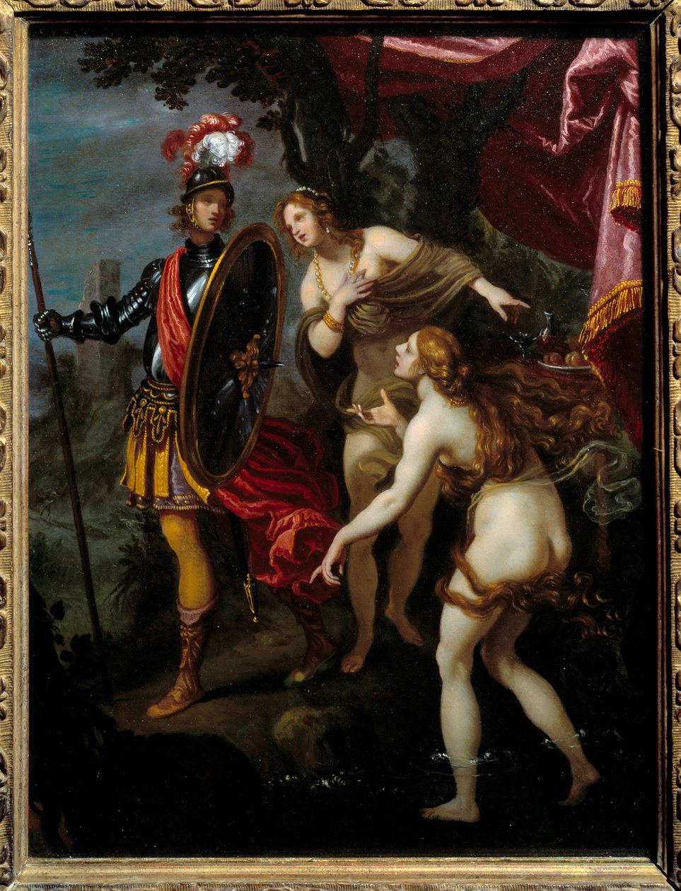 Carlo a Ubaldo přednesou Rinalda Ilustrace scény z "Osvobozený Jeruzalém" od Torquata Tassa (nazývaného Hrnek). Obraz Giovanni Belivert (1576-1644) 16. století od Giovanni Biliverti