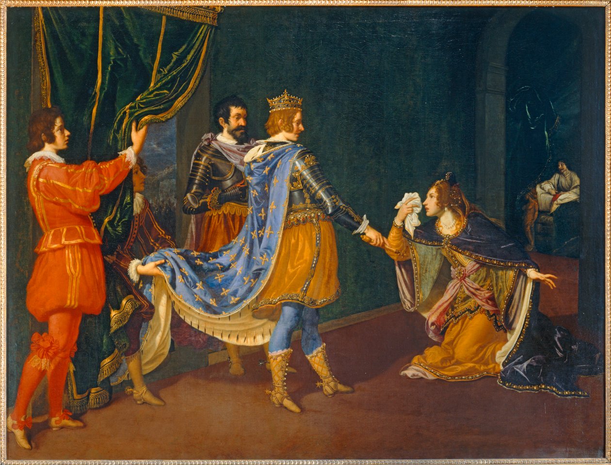 Isabela Aragonská se u Karla VIII. přimlouvá za svého otce, neapolského krále Alfonse, a svého manžela, milánského vévodu Giovanniho Galeazza Sforzu ... od Giovanni Biliverti