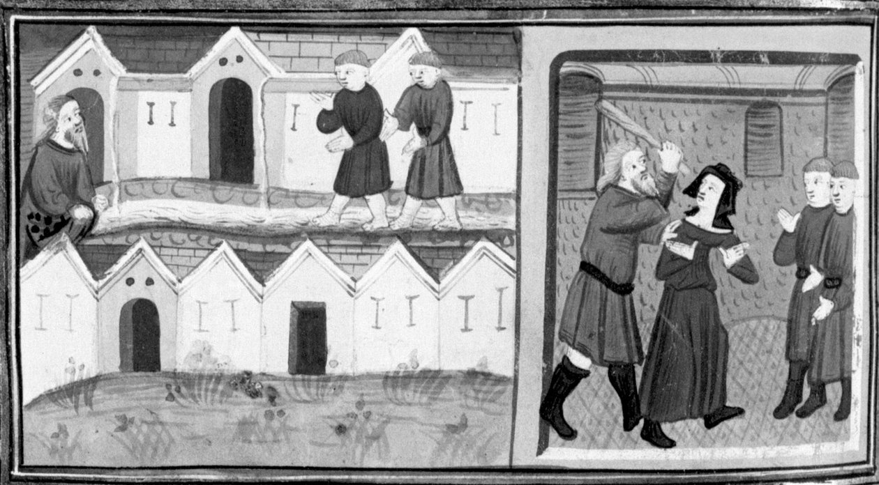 Dekameron, Calandrino a jeho přátelé hledají v Mugnonu lano, Calandrino bije svou ženu. Osmý den, povídka 1 od Giovanni Boccaccio