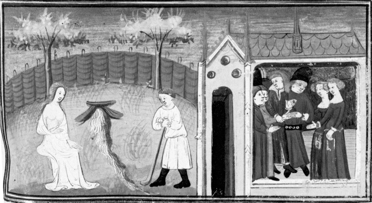 Dekameron, Cimon pozoruje Ifigenii; slaví se dvojitá svatba. Pátý den, povídka 1 od Giovanni Boccaccio
