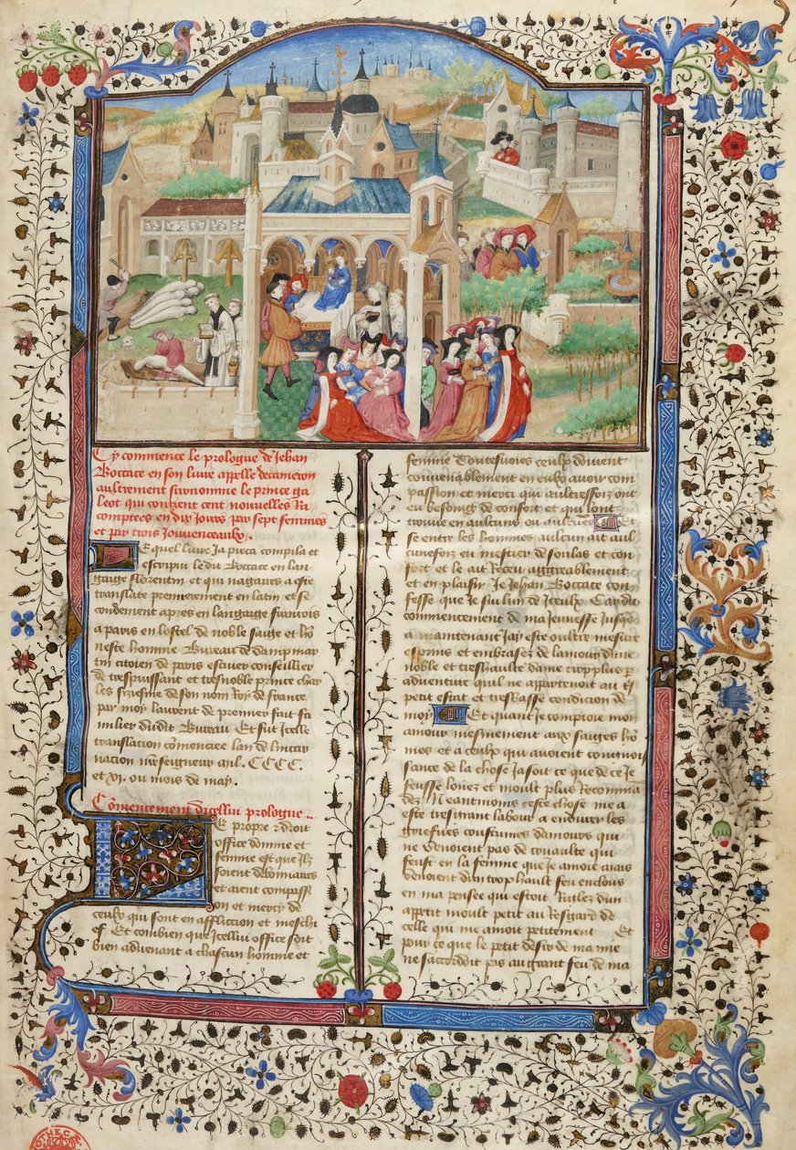 Dekameron, Odjezd vypravěčů Dekameronu z Florencie od Giovanni Boccaccio