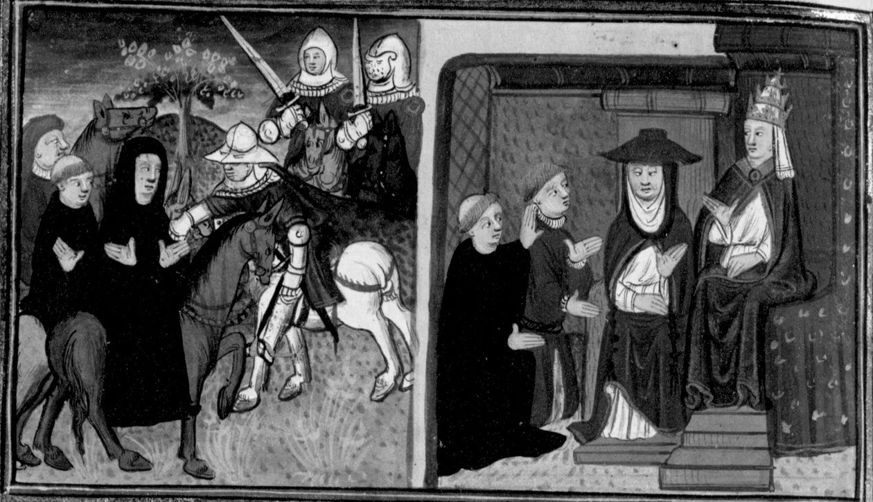 Dekameron, Ghino di Tacco zajme opata z Clignì; opat se za Ghina přimlouvá u papeže. Desátý den, zpráva 2 od Giovanni Boccaccio