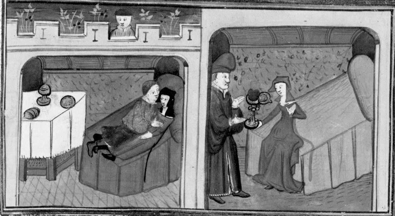Dekameron, Ghismonda spí s Guiscardem; Tancredi dává své dceři srdce milovaného. Čtvrtý den, povídka 1 od Giovanni Boccaccio
