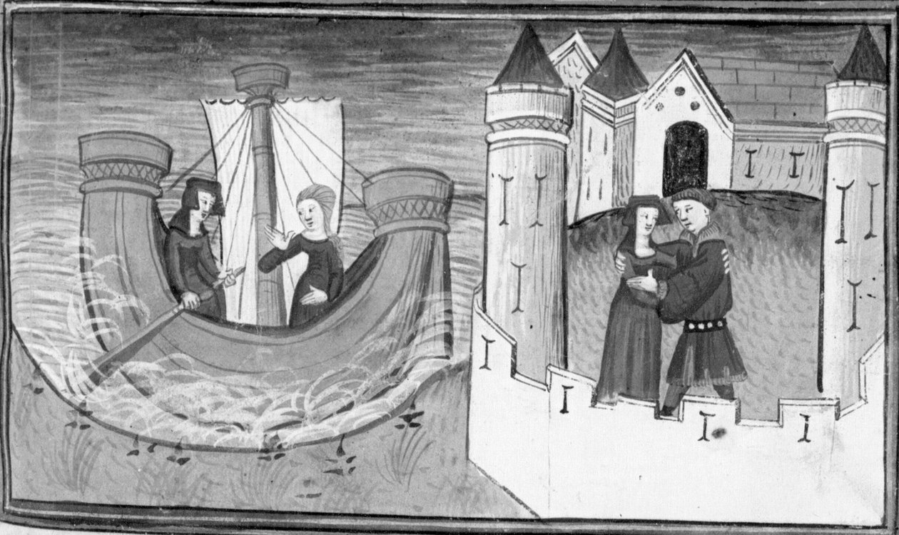 Dekameron, Gostanza unášený na lodi; Gostanza se znovu setkává s Martucciem. Pátý den, povídka 2 od Giovanni Boccaccio