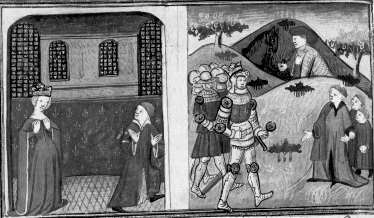 Dekameron, Manželka francouzského krále obviní hraběte z Antverp; hrabě se s králem usmíří. Druhý den, povídka 8 od Giovanni Boccaccio