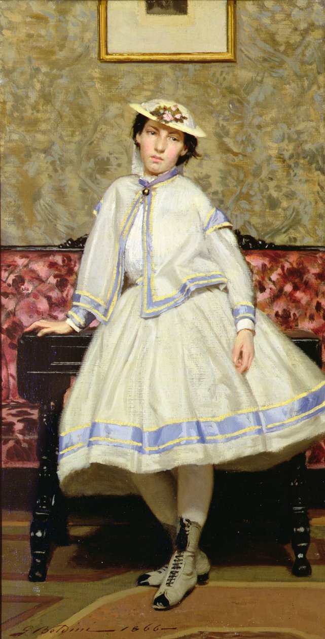 Alaide oblečená v bílém od Giovanni Boldini