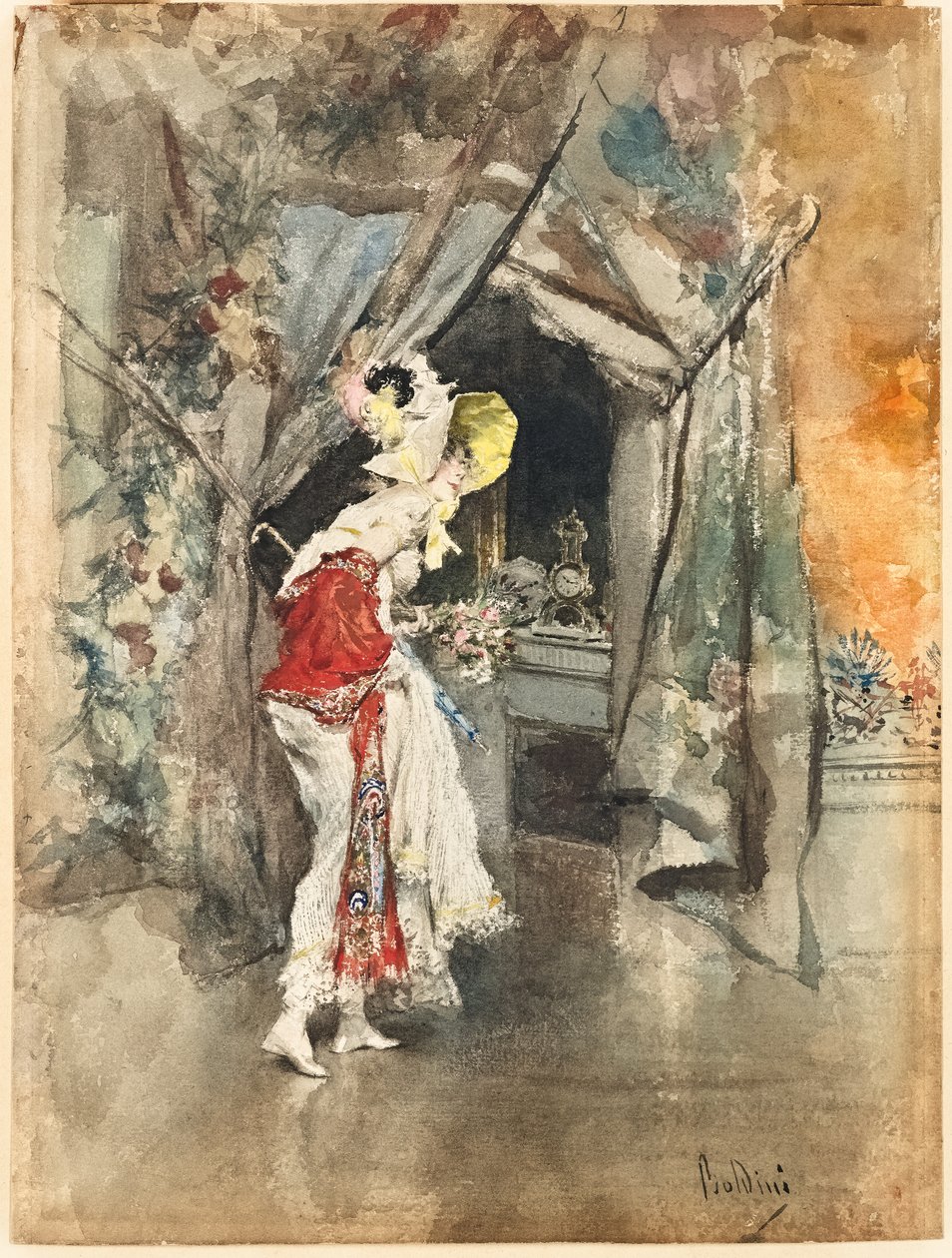 Elegantní žena v interiéru, c. 1873 od Giovanni Boldini
