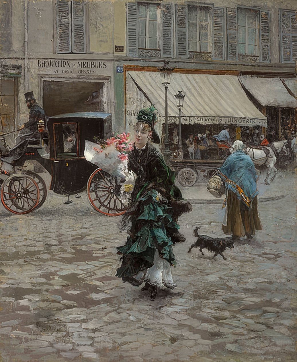 Při přecházení ulice. 1873-75 od Giovanni Boldini