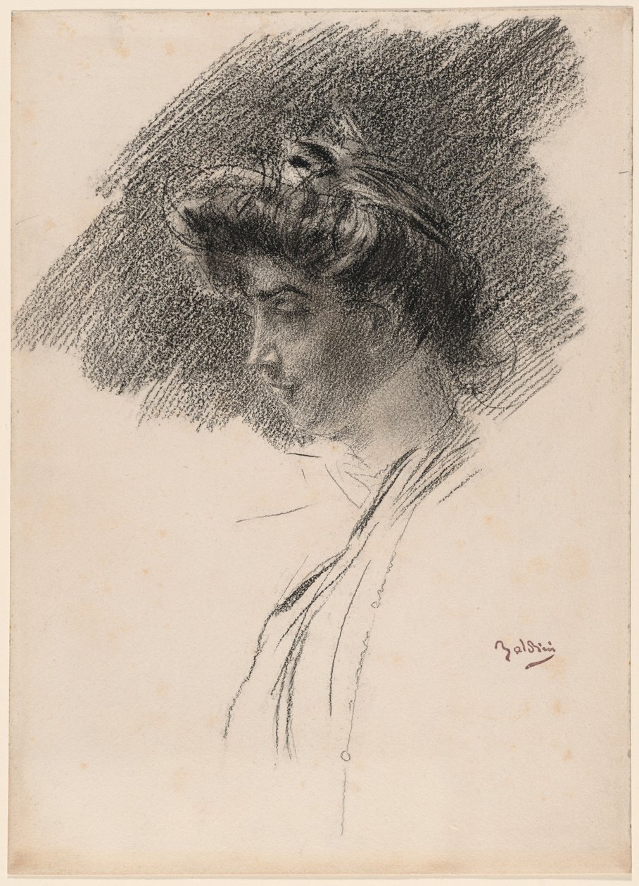 Busta mladé ženy z profilu od Giovanni Boldini