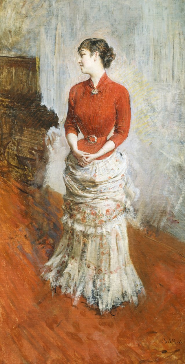 Hraběnka de Rasty stojící, cca 1878, od Giovanniho Boldiniho (1842-1931), olej na plátně od Giovanni Boldini