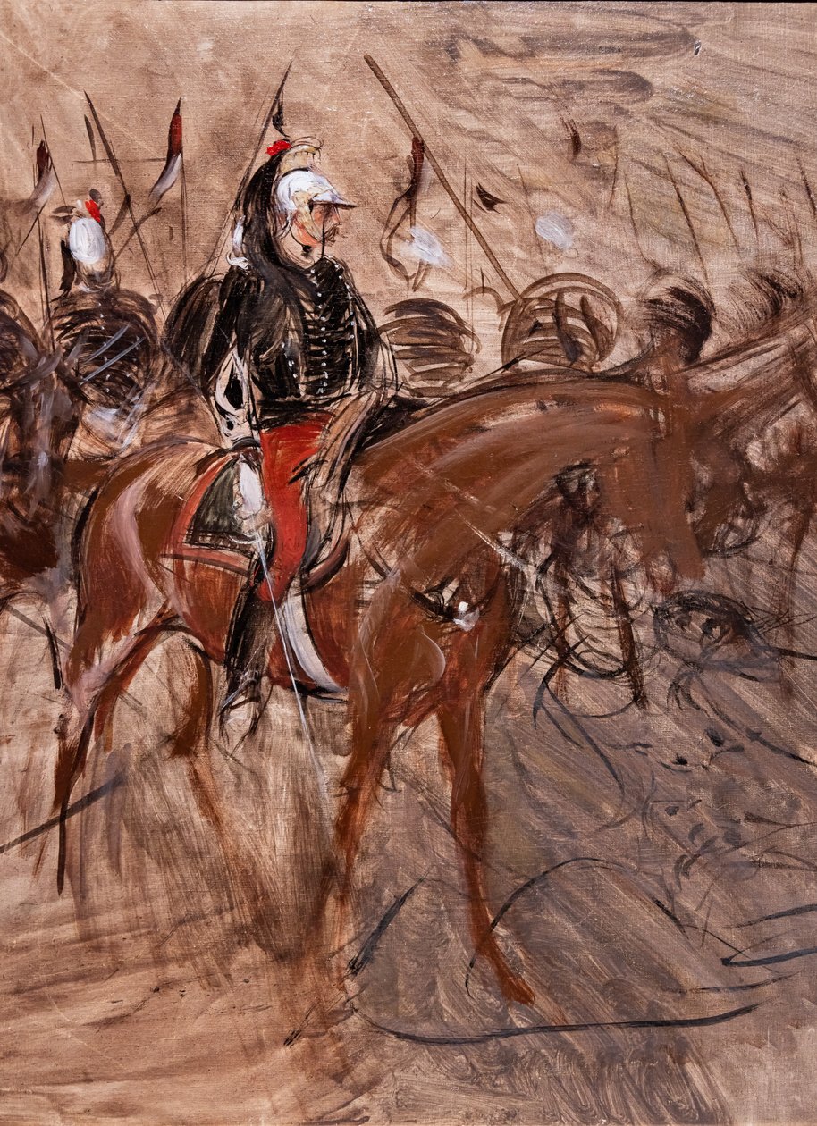 Dragouni na koních od Giovanni Boldini