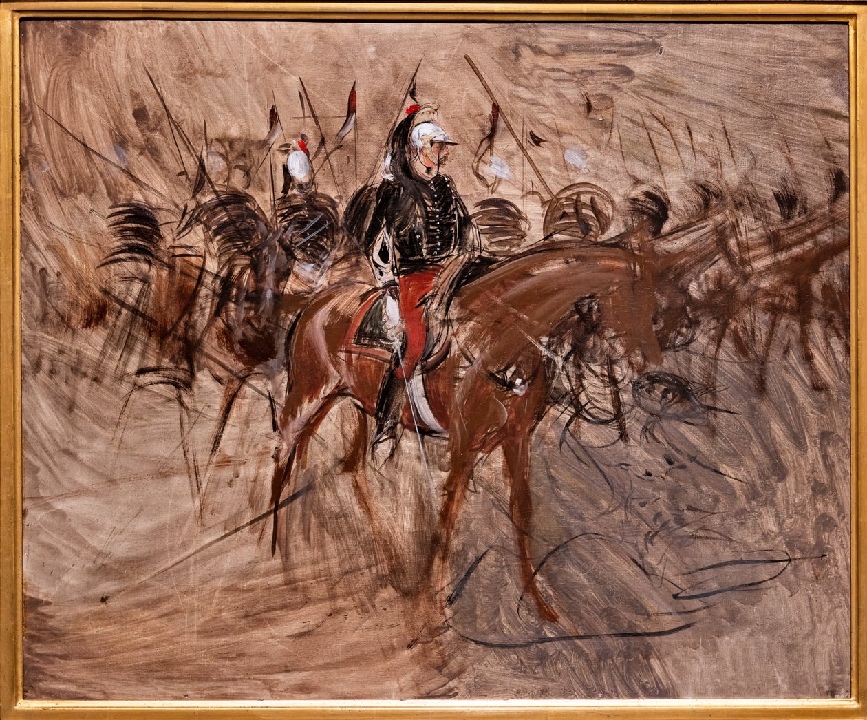 Dragouni na koních od Giovanni Boldini