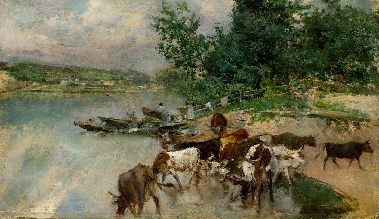 Pití na Seině, asi 1874-75 (olej na desce) od Giovanni Boldini