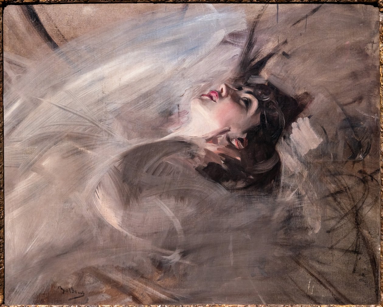 Poloviční délka mladé ženy vleže od Giovanni Boldini