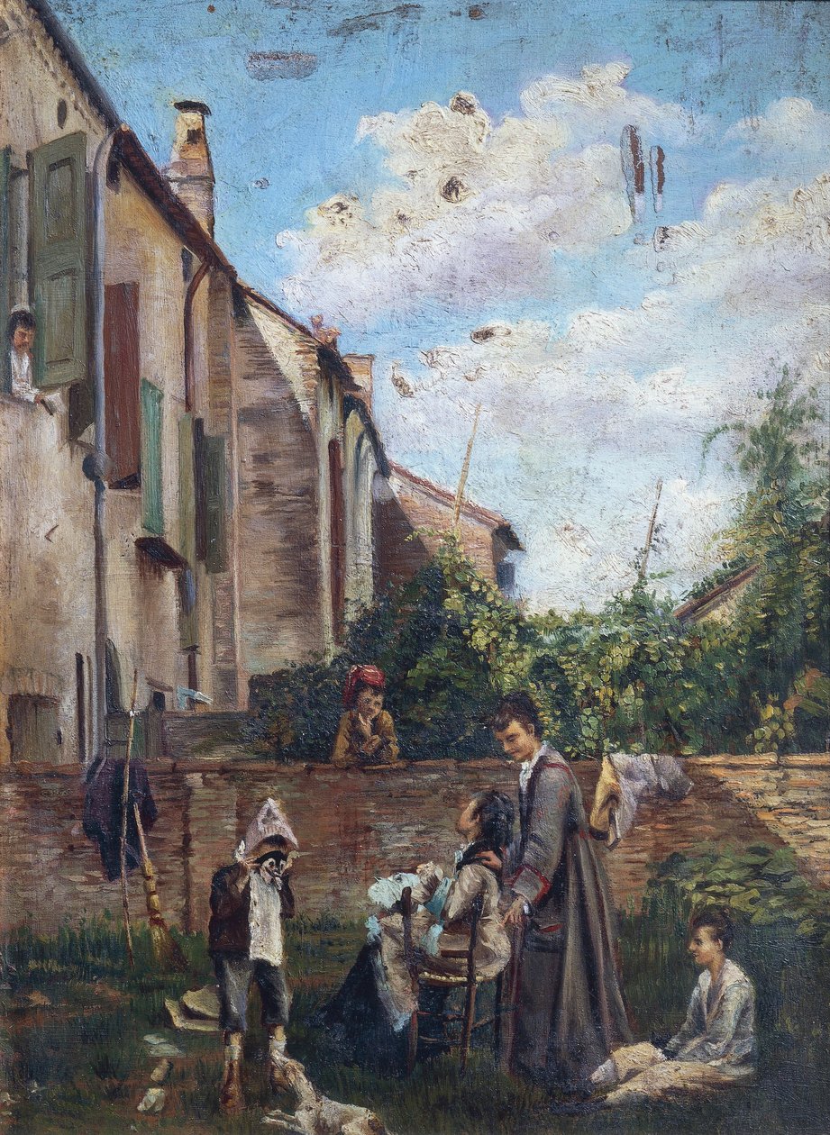 Itálie, Ferrara, Nádvoří otcovského domu od Giovanni Boldini