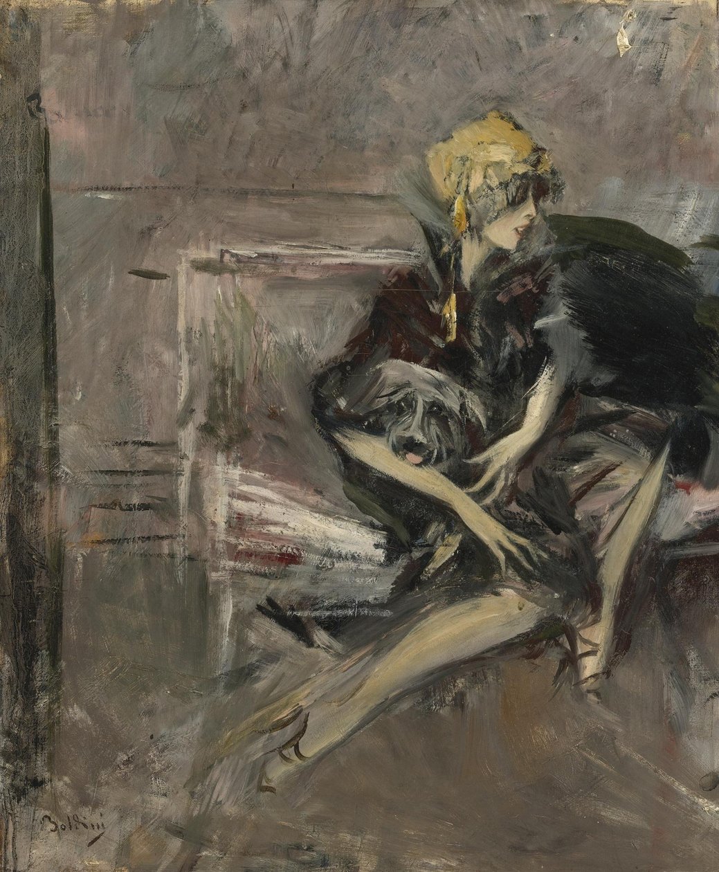 Dáma Ve žlutém Klobouku Se Svým Psem Marchesa Casati od Giovanni Boldini