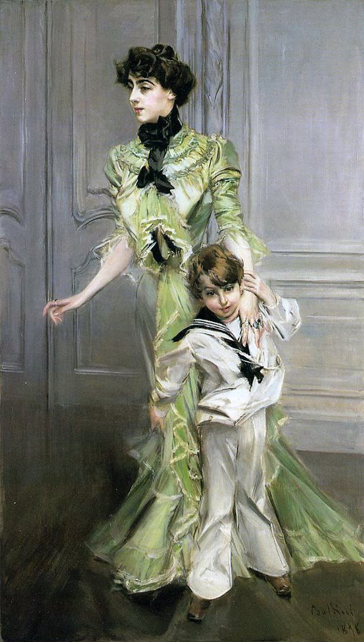 Madame Georges Hugo a její syn Jean od Giovanni Boldini